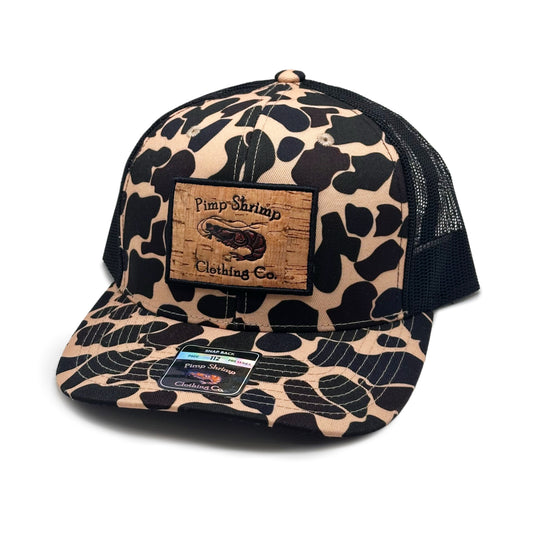 Pimp Shrimp Old School Camo Trucker Hat with Mesh Back